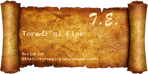 Tormási Elek névjegykártya